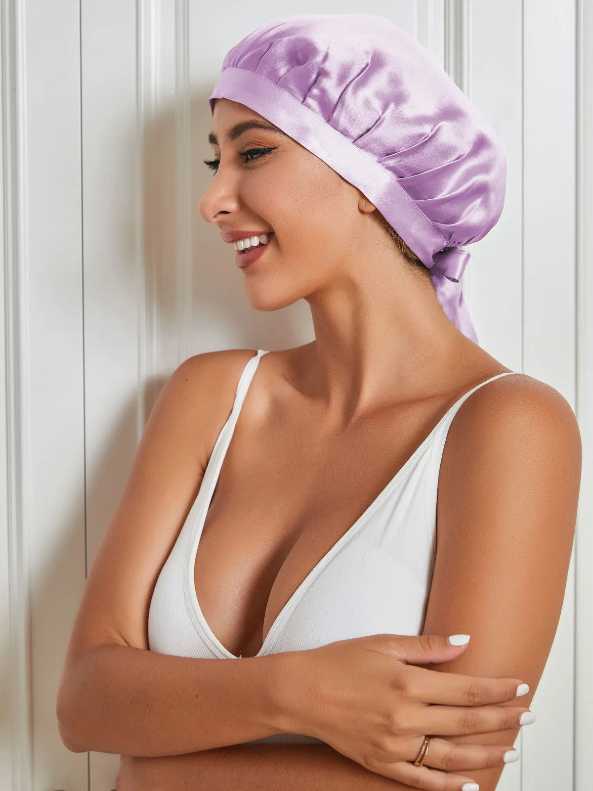 Pure Silk Hair Cap with Ribbons