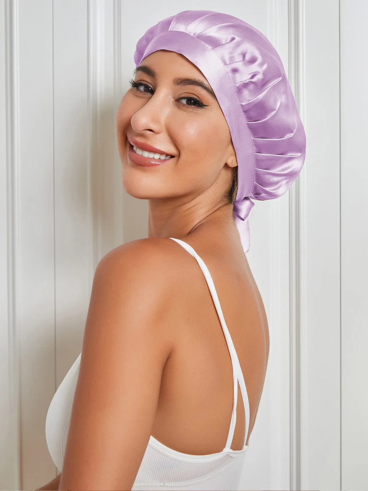 Pure Silk Hair Cap with Ribbons