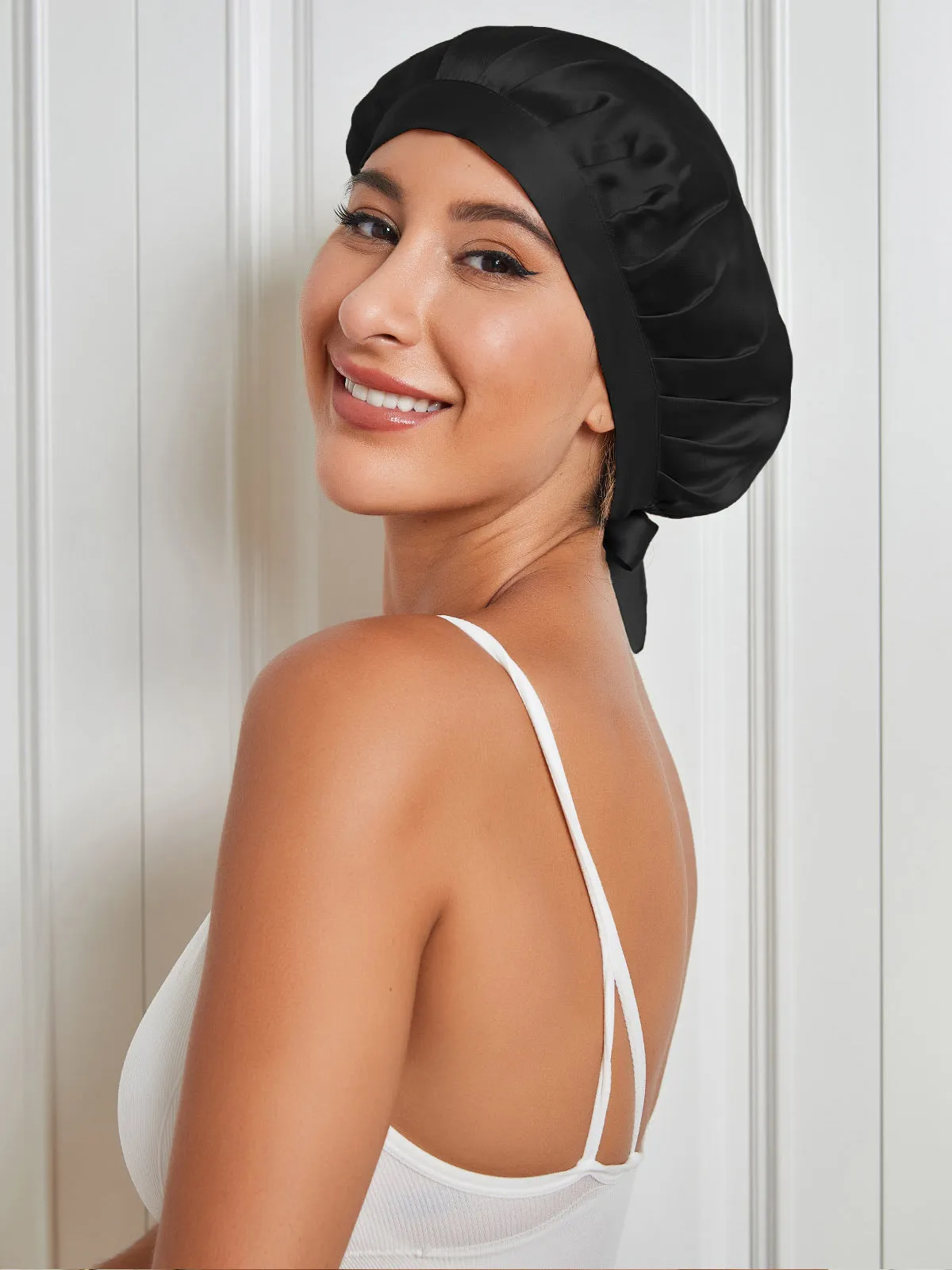 Pure Silk Hair Cap with Ribbons