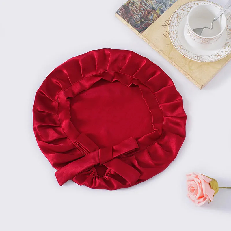 Pure Silk Hair Cap with Ribbons