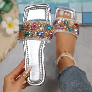 Purpdrank - Casual Patchwork Rhinestone Square Comfortable Shoes