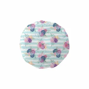 Purple and Pink floral Blue Stripes  Shower Cap