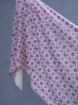Purple On White Embroidered Women's Fashion Cashmere Scarf