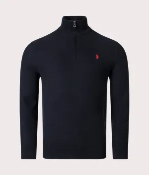 Quarter Zip Contrast Logo Knit