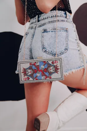 Queen Of Hearts Rhinestone Box Clutch/Crossbody