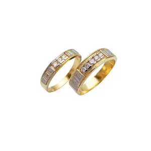 "Basalt" CZ Wedding Band Set (14K)