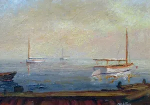 "Cat Boats, Nantucket" by Thomas Carleton - Marine Oil Painting