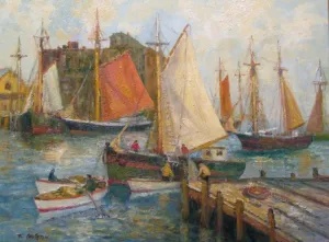 "Drying the Sails" by Thomas Carleton - Marine Oil Painting