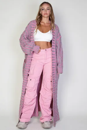 "Mixed Media" Cardi- Pink