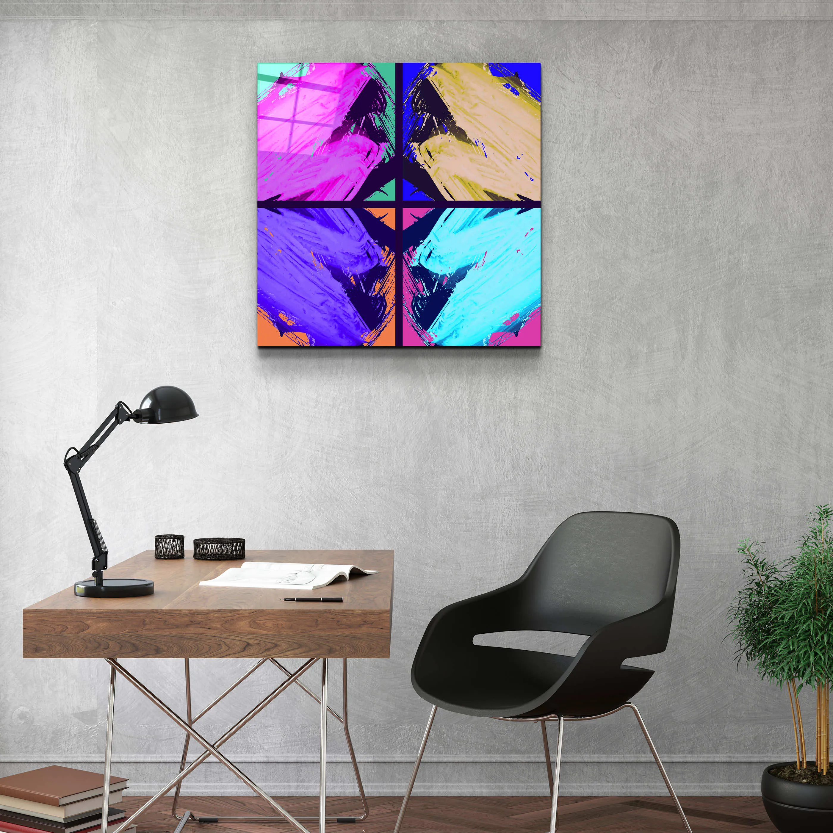 ."POP Art Brush Strokes V2". Designer's Collection Glass Wall Art