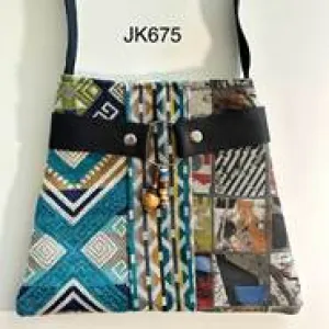 "The Jackie" Three-Panel Canvas Bag–Geometric