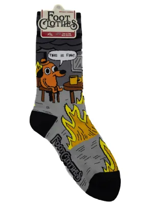 "This is Fine" Noir Crew Socks