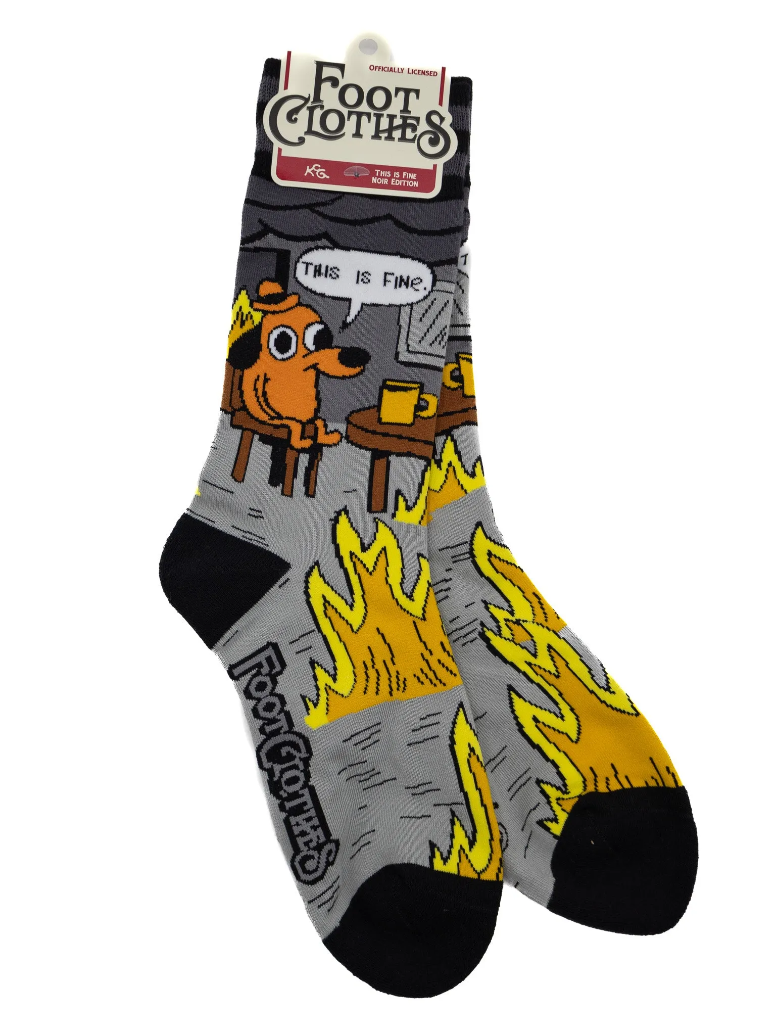 "This is Fine" Noir Crew Socks