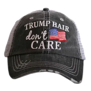 "Trump Hair Don't Care" American Flag Wholesale Women's Trucker Hat