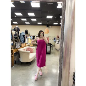 Radiant Pink Tie Back Midi Dress