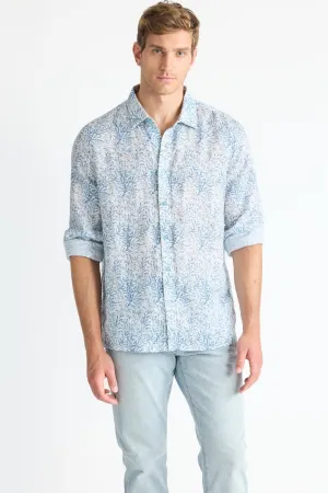Raffi Floral Print Pure Linen LS Shirt