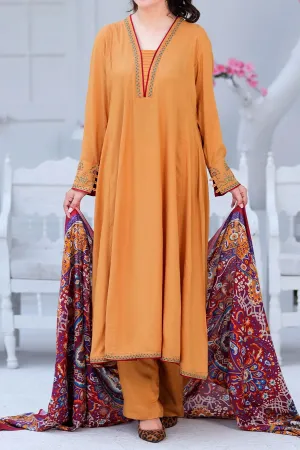 Rafia Khas Stitched 3 Piece Emb Linen Digital Printed Shawl Collection'2022-DPL-93
