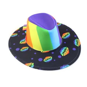 Rainbow Cowboy/Cowgirl Hat with Lips Print