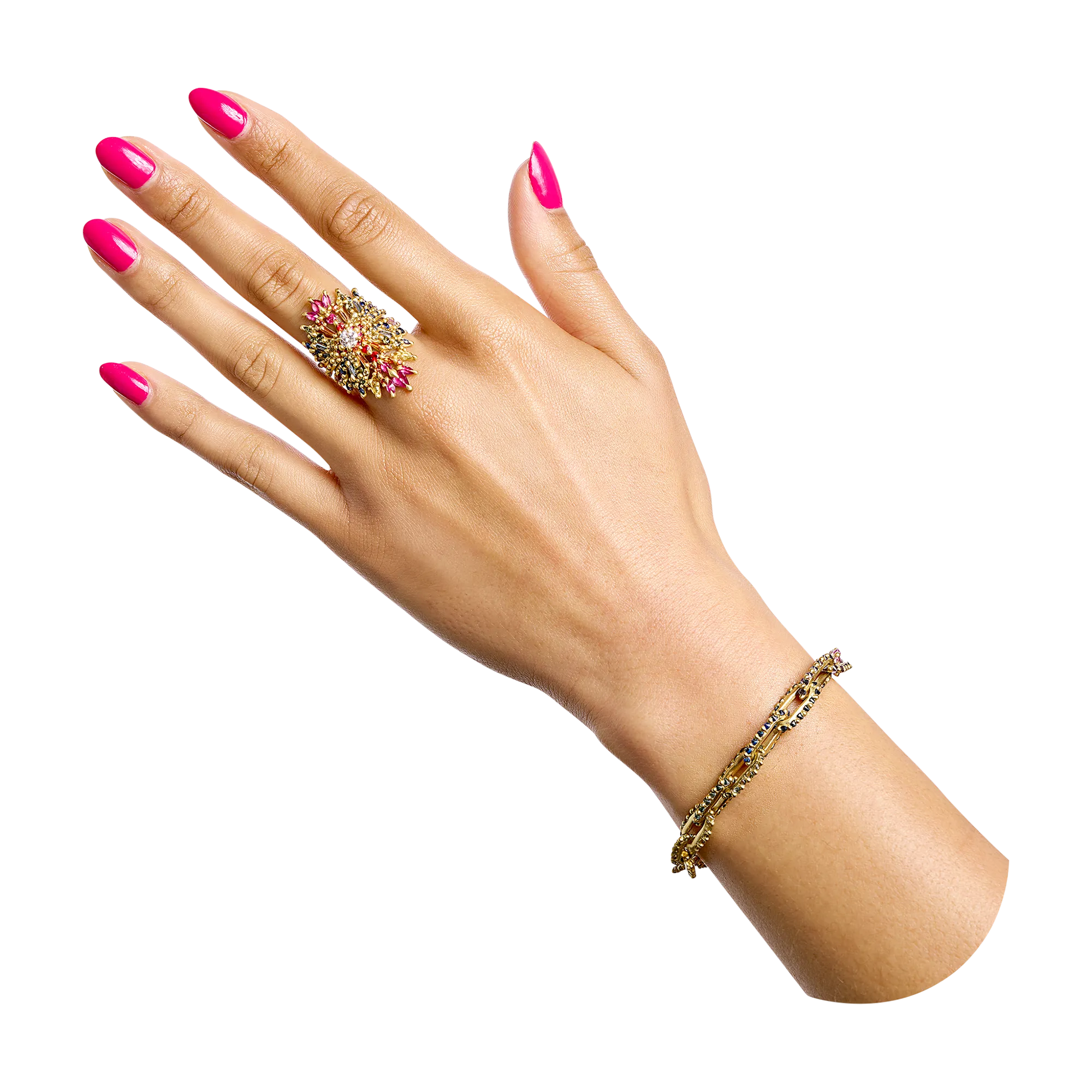 Rainbow Star Bright Long Lace Petal Ring - Made to Order