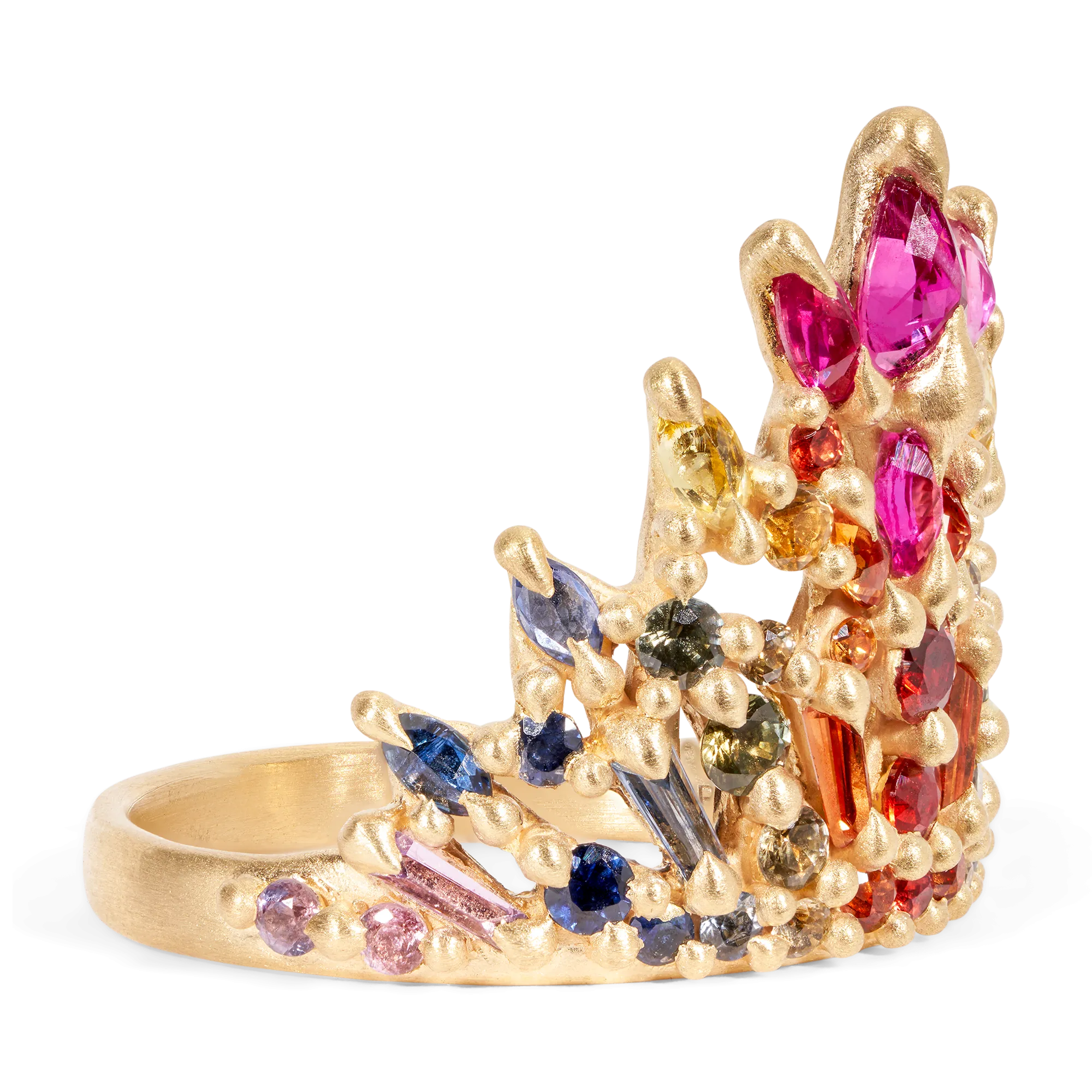 Rainbow Star Bright Long Lace Petal Ring - Made to Order