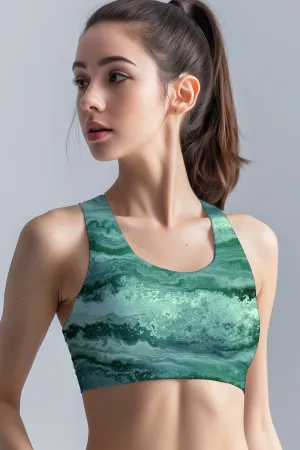 Rainforest Stella Jade Green Seamless Racerback Sport Yoga Bra - Women