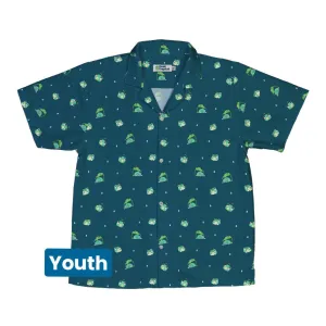 Raining Frogs Dark Teal Youth Hawaiian Shirt