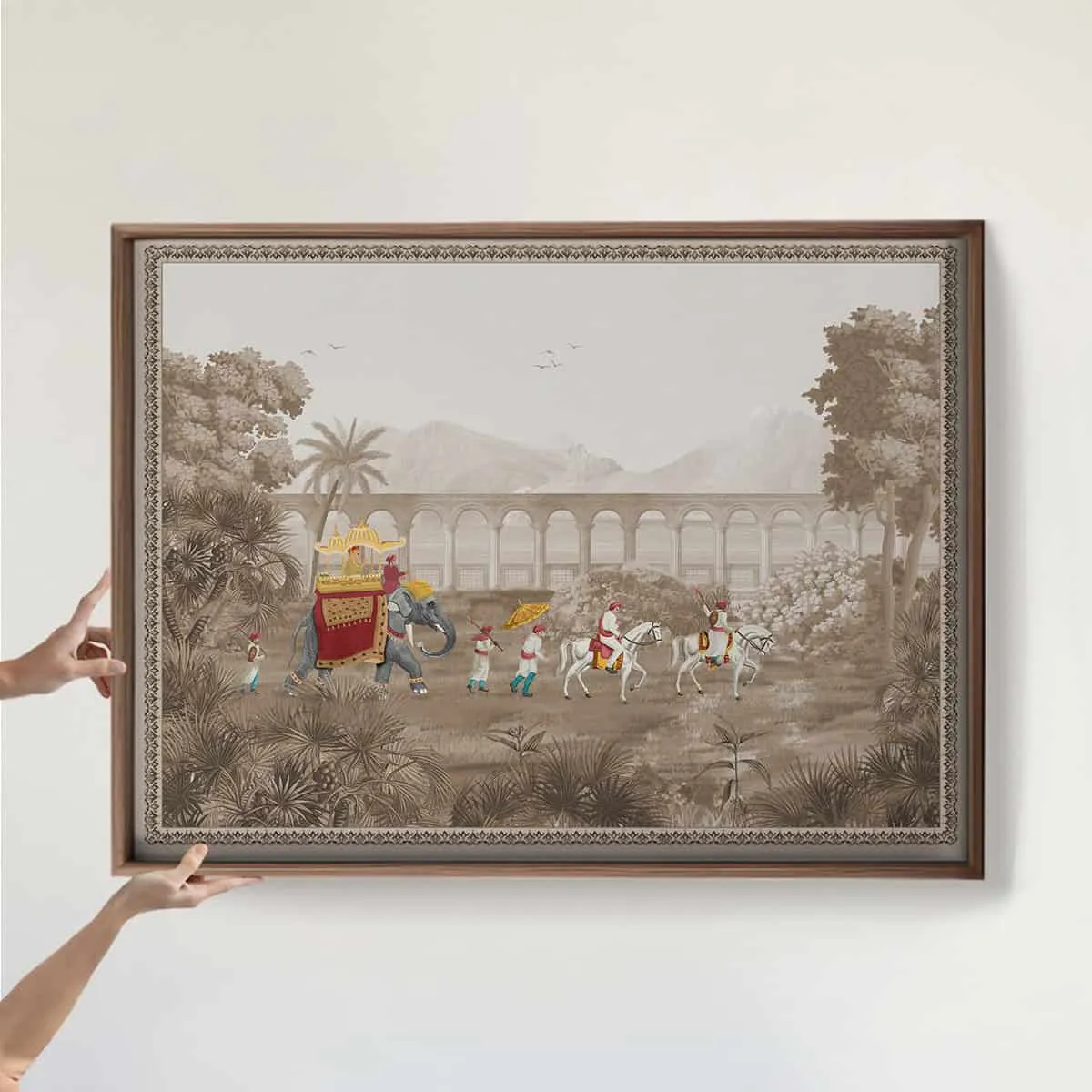 Rajasthani Rajah Painting Frameless Wall Art Digital Print Poster 36 x 48 inches