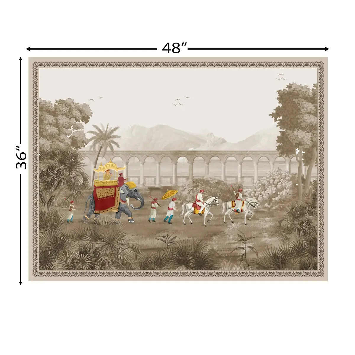Rajasthani Rajah Painting Frameless Wall Art Digital Print Poster 36 x 48 inches