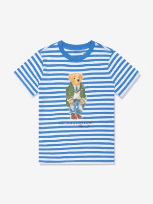 Ralph Lauren Boys Striped Bear T-Shirt in Blue