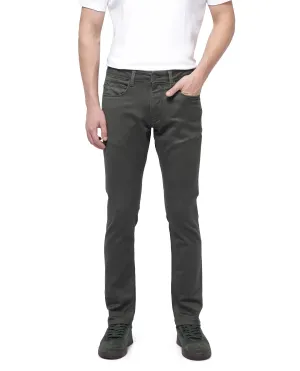 Rare Rabbit Men Hede Olive Cotton Spandex Fabric Slim Fit Plain Denim Pant
