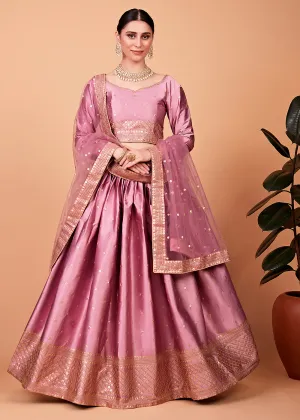 Ravishing Baby Pink Multi Thread & Sequins Bridesmaid Lehenga
