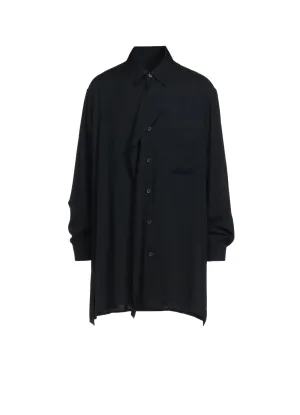 RAYON WASHER TWILL DOUBLE-TAILORED FRONT DRAPED SHIRT