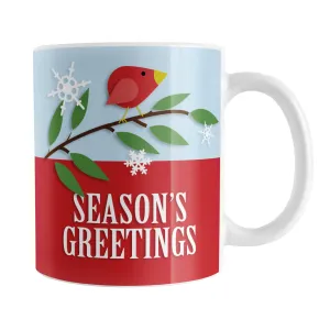 Red Holiday Bird Season's Greetings Christmas Mug