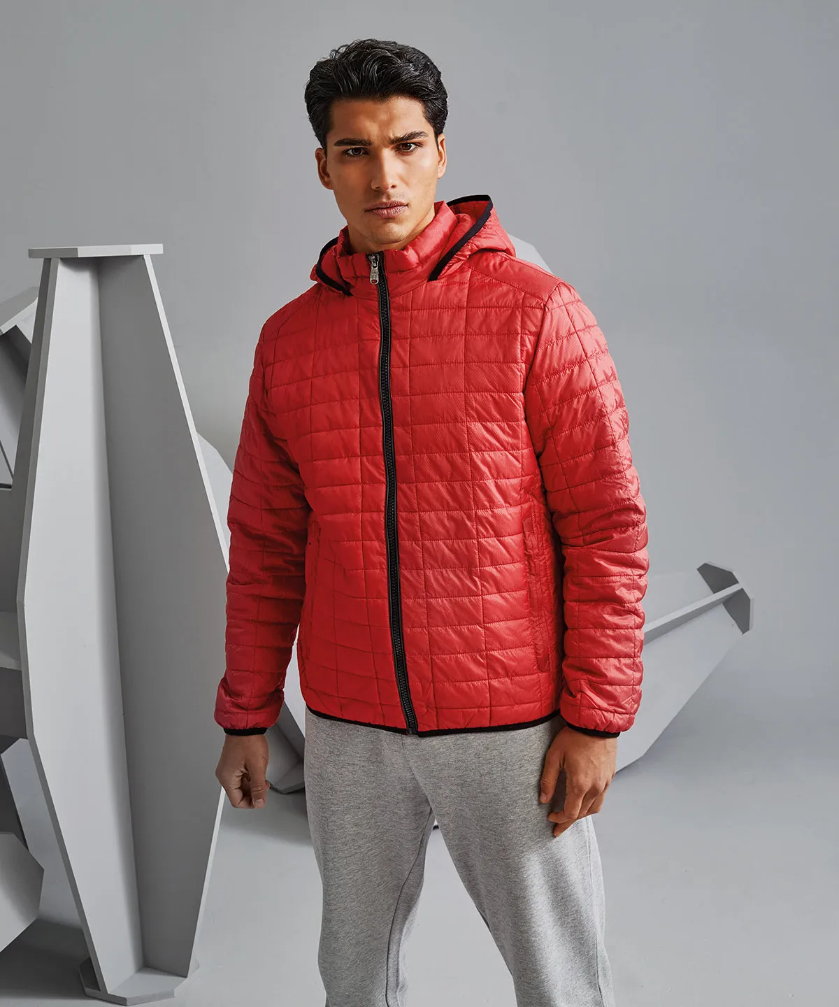Red - Honeycomb hooded jacket