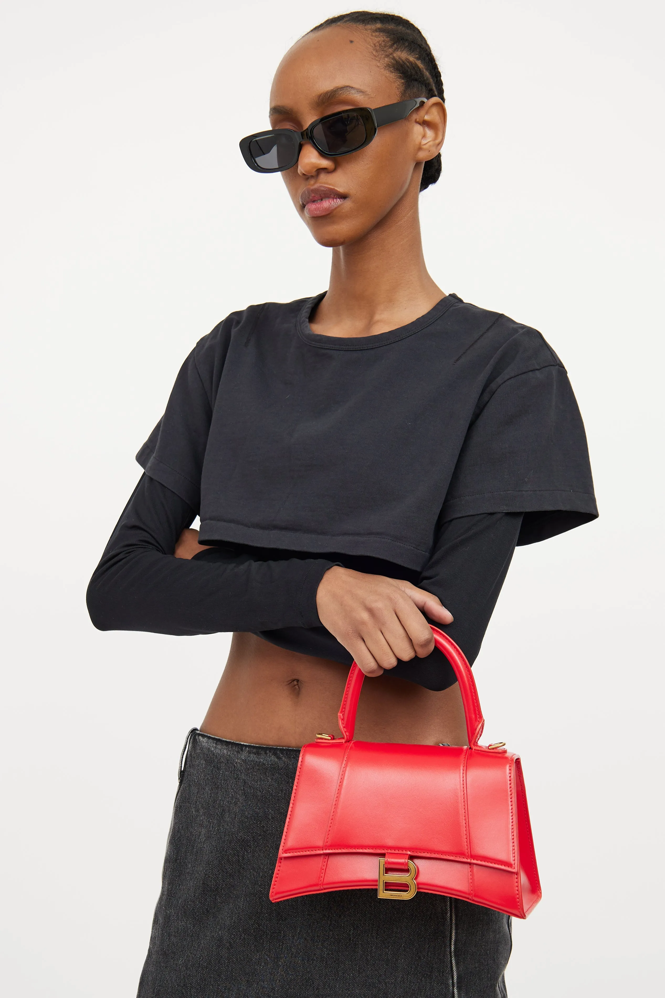 Red Leather Hourglass Small Bag