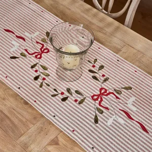 Red Stripe Ribbon &amp; Mistletoe Christmas Centrepiece
