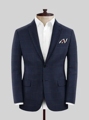 Reda Cinder Blue Checks Wool Jacket
