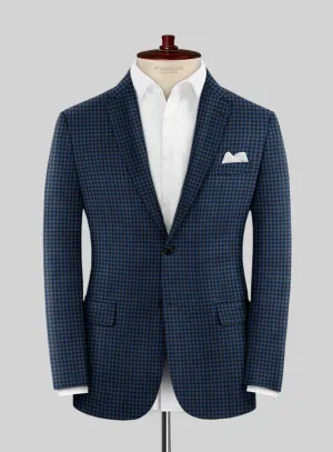Reda Lapis Blue Checks Wool Jacket