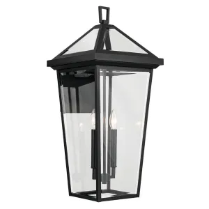 Regenge 26 In 2-Lights Outdoor Wall Light With Clear Beveled Glass, Black Finish