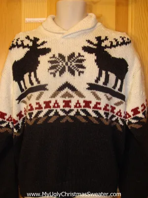 Reindeer Ugly Christmas Sweater Vintage Style Moose