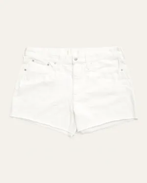 Relaxed Frayed Hem Boy Short | White