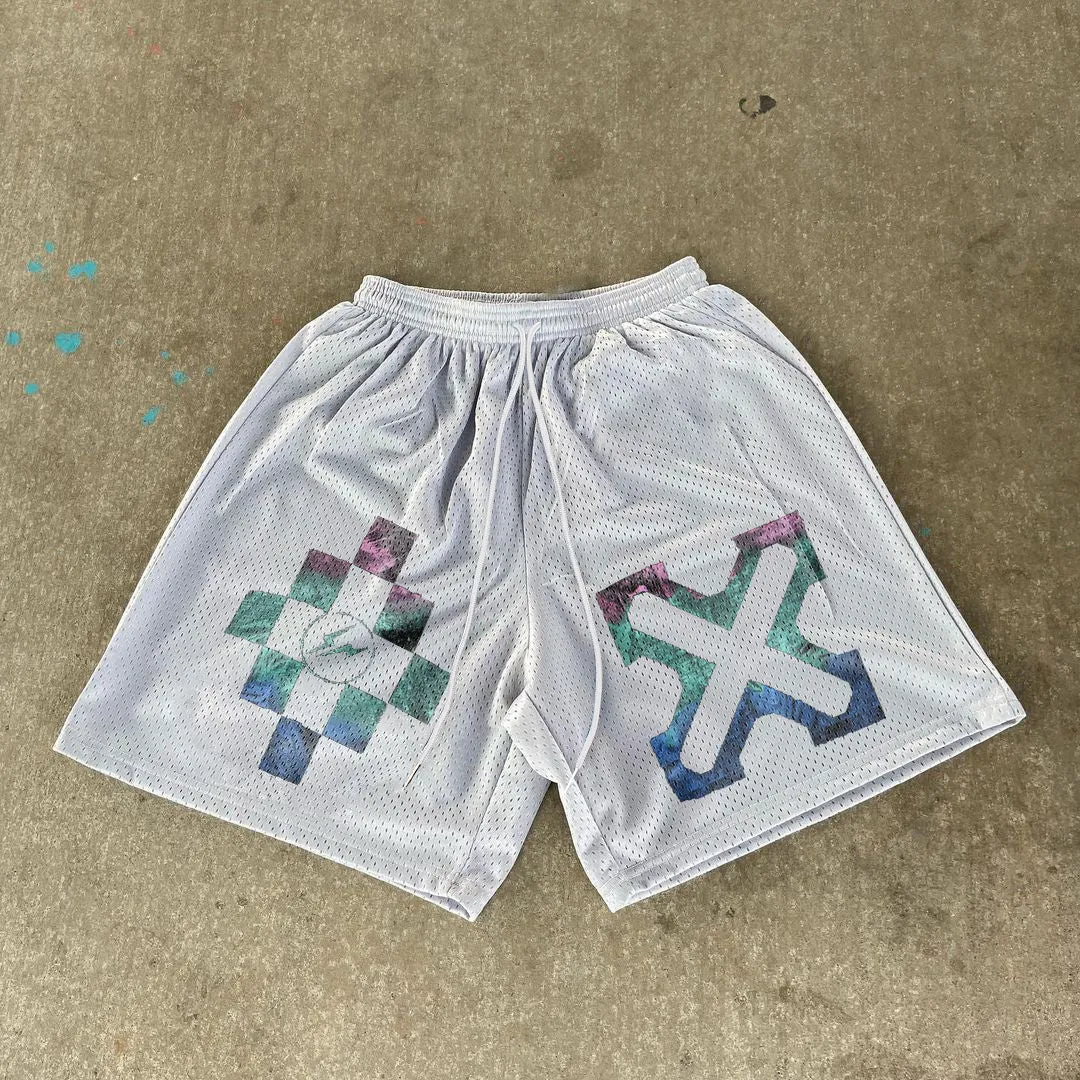 Retro casual trendy mesh shorts