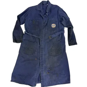 Retro Gulf OIL 40s VTG Loev Bros Shop Coat Sz 44 Uniform Blue Mechanics