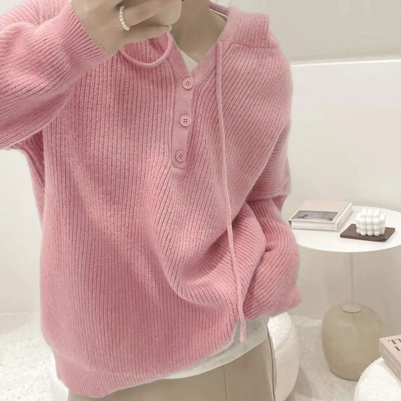 Retro Hooded Worn Outside Loose Fit Lazy Sweater