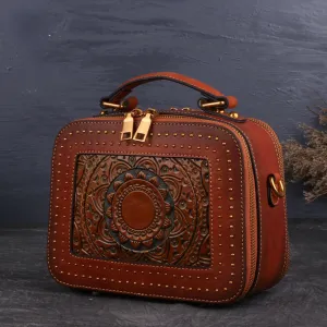 Retro Leather Totem Embrossing Tote Bag for Women 3039