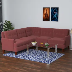 Retro Rose Pastel Coloured with Premium Comfort L Shaped 4 Seater Sofa Set for Home