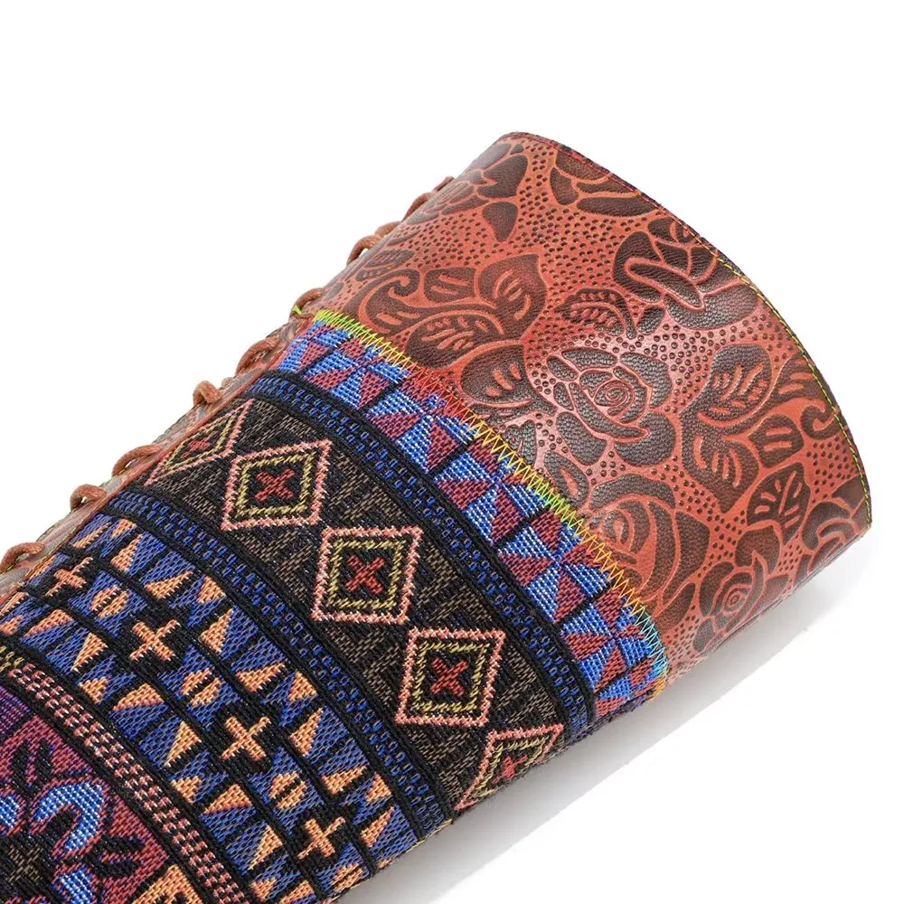 RetroLuxe Chic Printed High Zip Calf Boots