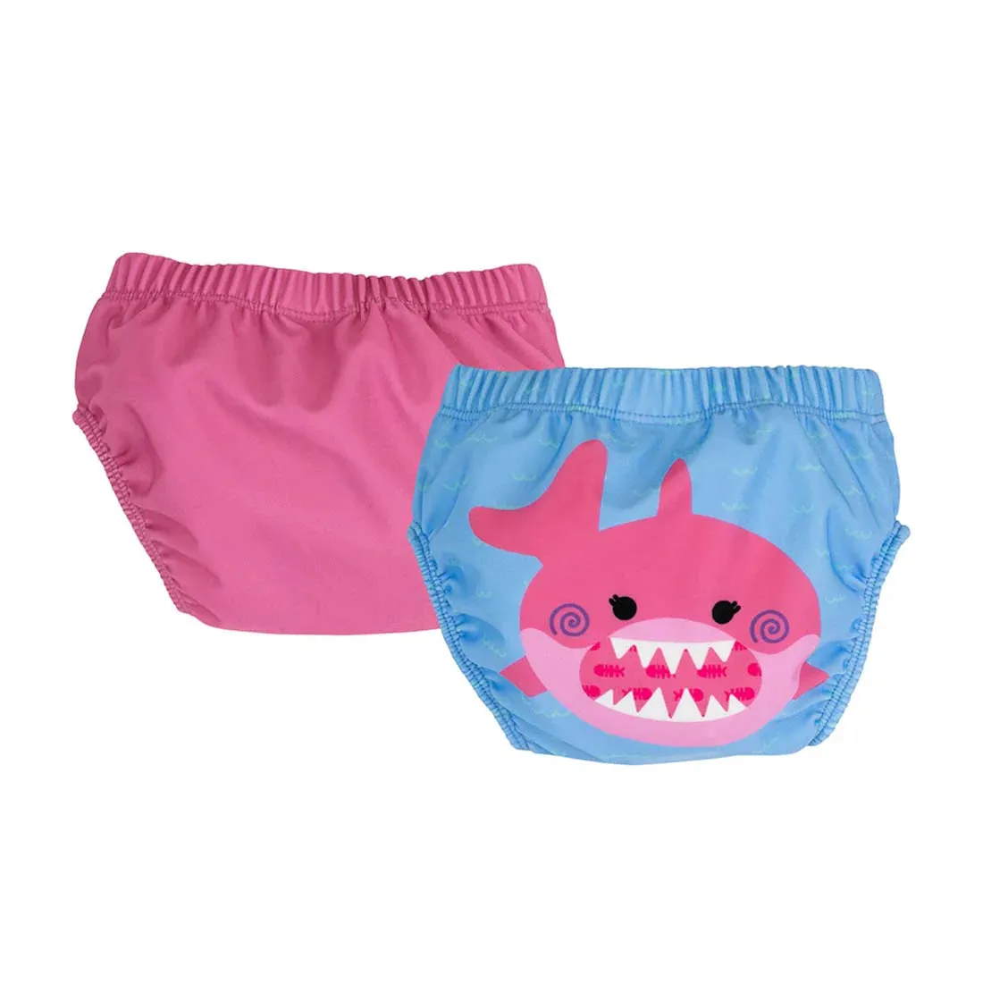 Reusable Baby Swim Diaper & Sun Hat Set - Pink Shark