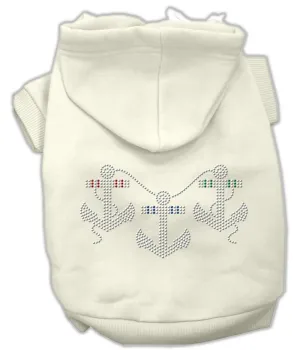 Rhinestone Anchors Hoodies Cream XXXL(20)
