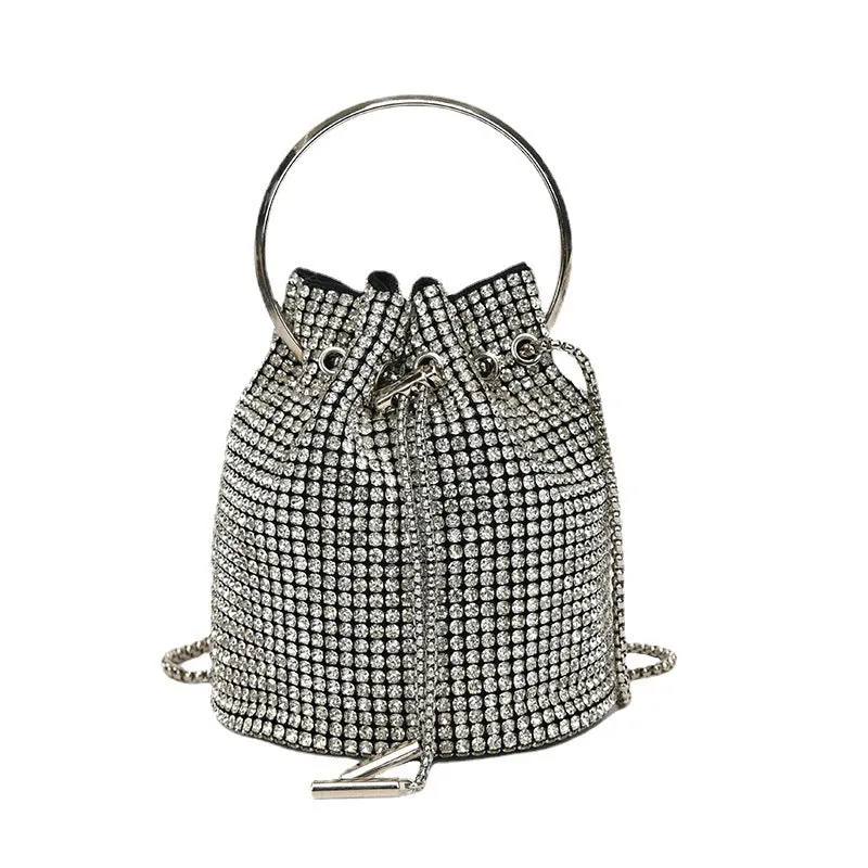 Rhinestone Handbag with Diamond Chain Tassel
